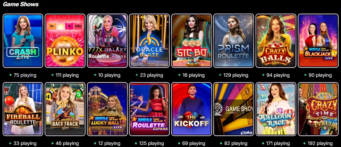 luckycrew casino game shows